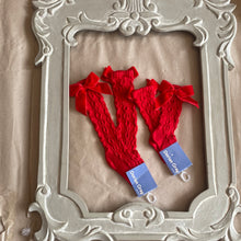 Load image into Gallery viewer, Dorian gray red velvet bow socks