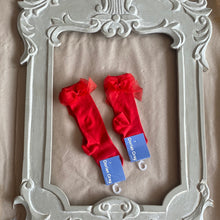 Load image into Gallery viewer, Dorian gray red double bow socks