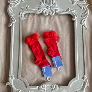 Dorian gray red double bow socks