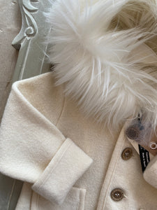 Marae cream coat with faux fur hood