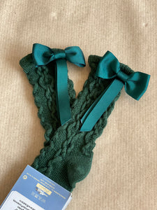 Dorian gray green bow detail socks