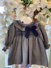 Load image into Gallery viewer, Deolinda grey and blue smocked dress