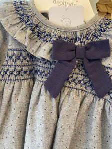 Deolinda grey and blue smocked dress