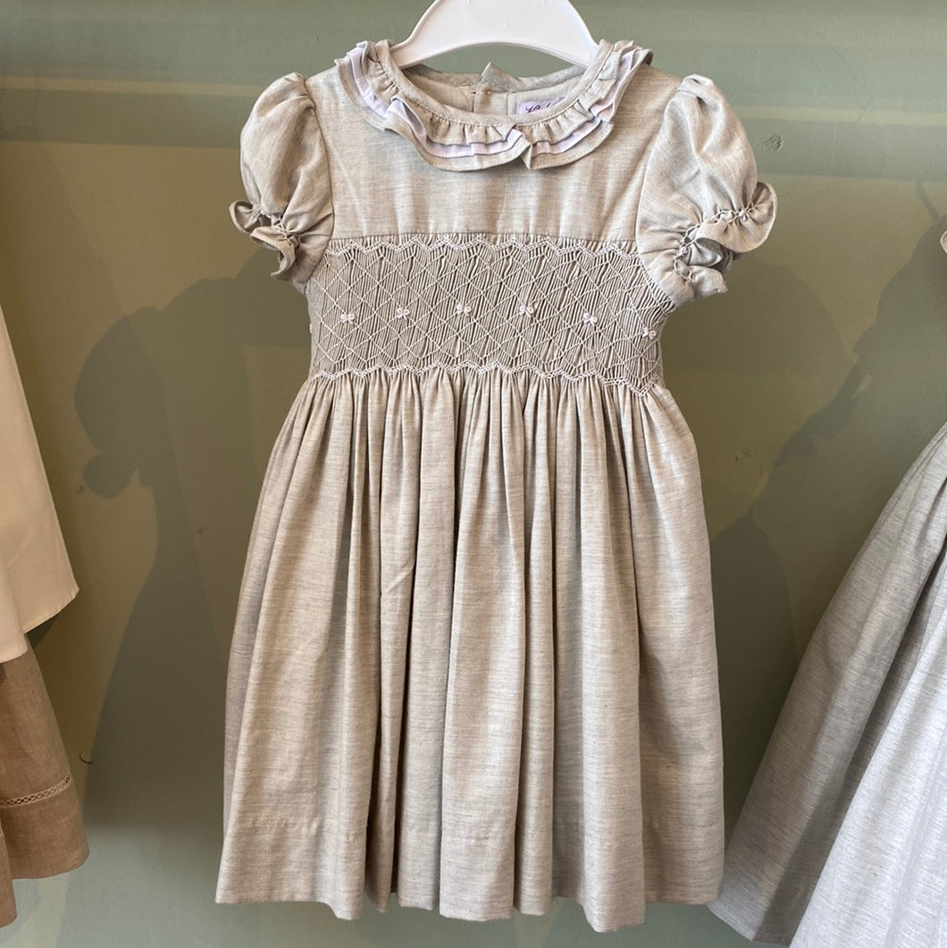 Kidiwi luxury beige smocked dress