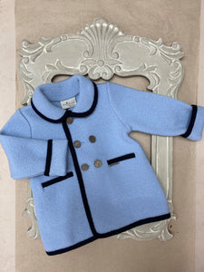 Marae Blue and Navy Trim coat