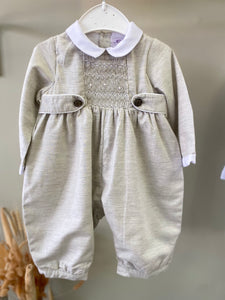 Kidiwi smocked romper with white collar